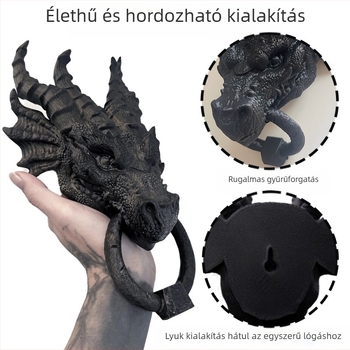 Gótikus gyanta ajtógyűrű szobor – bejárati ajtóhoz illő klasszikus falidekor, ajándék partikra