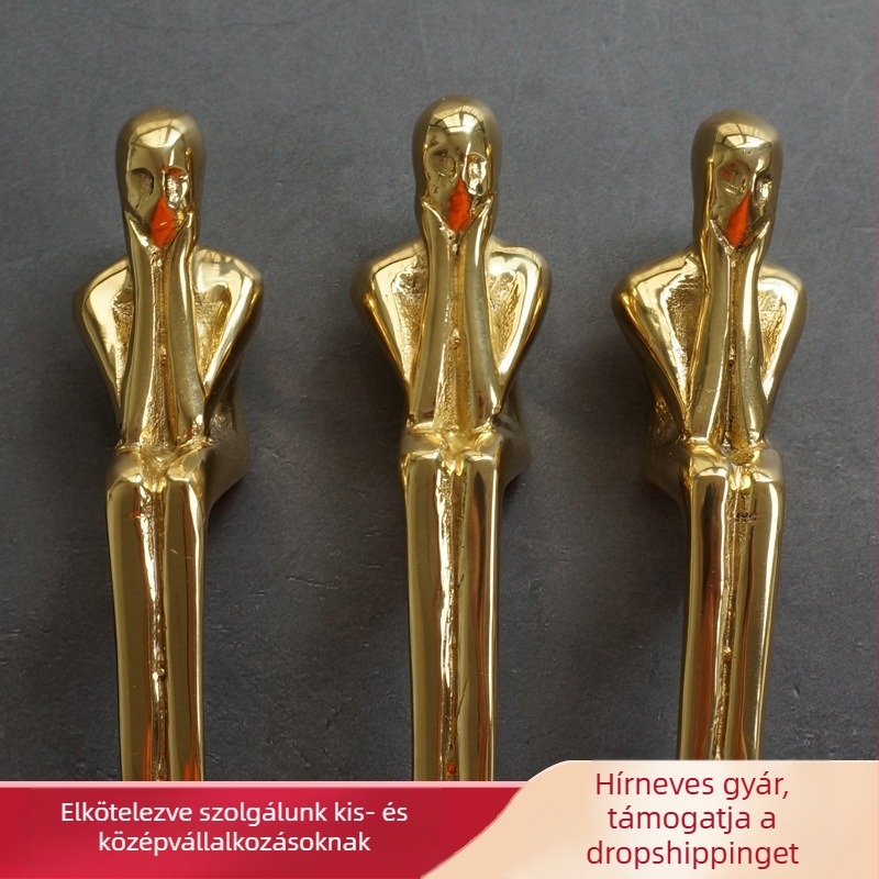 Thinker sárga réz fogantyú szekrényajtókhoz és fiókokhoz — világos luxus stílus, modell SKZLSS001