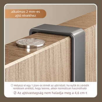 Vasból készült falra szerelhető ajtóakasztó, fúrás nélküli telepítés, előtérhez/folyosóhoz, 5 kg teherbírás, 1 szint