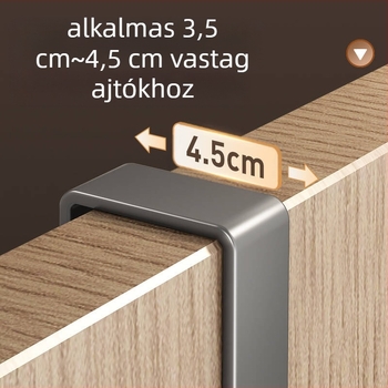 Vasból készült falra szerelhető ajtóakasztó, fúrás nélküli telepítés, előtérhez/folyosóhoz, 5 kg teherbírás, 1 szint