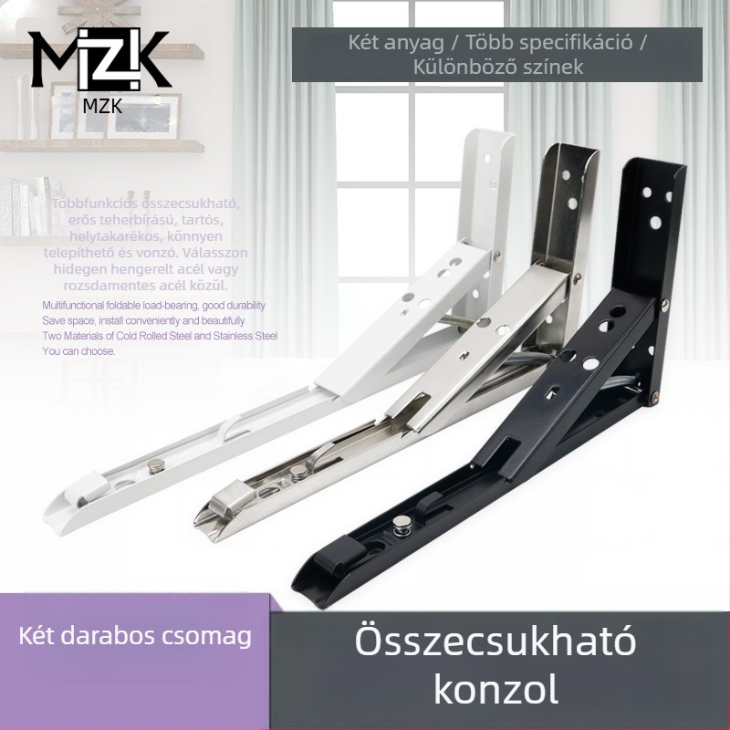 Megvastagított összecsukható háromszög tartó – mozgatható támasz a polcra, teherbíró rögzítő (Model 0065)