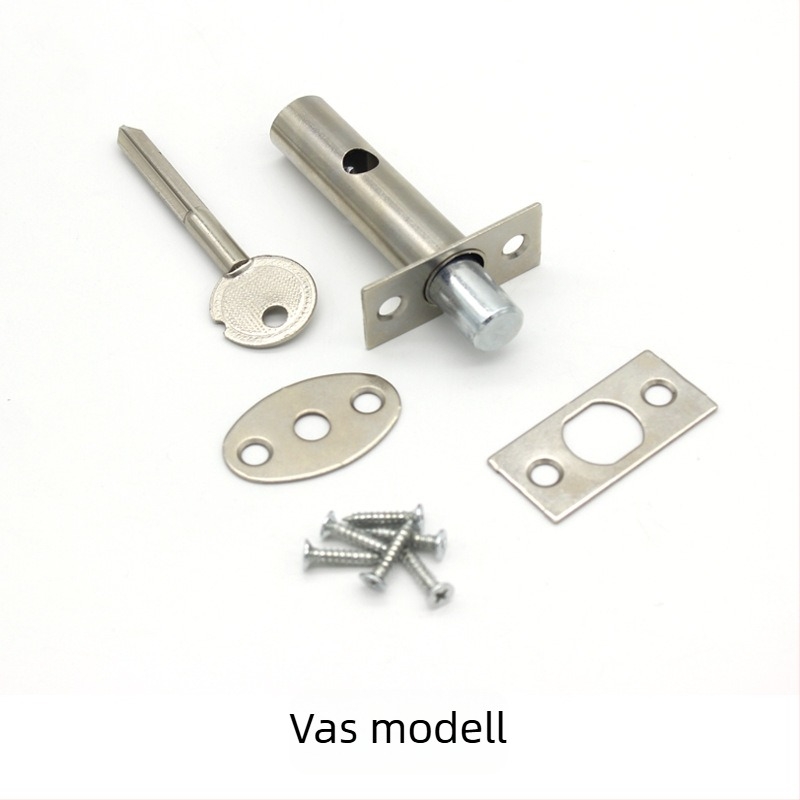 Rozsdamentes acél cső-ajtózár rejtett keresztkulcsos, modell 001, alkalmas fémből, fára és tűzvédelmi ajtókhoz.