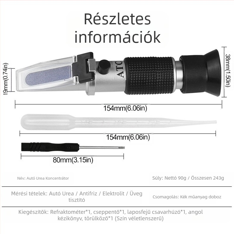QST EXPRESS prizmás refraktométer autóhűtőhöz használt urea-oldat koncentráció mérő, modell Urea solution concentration detector