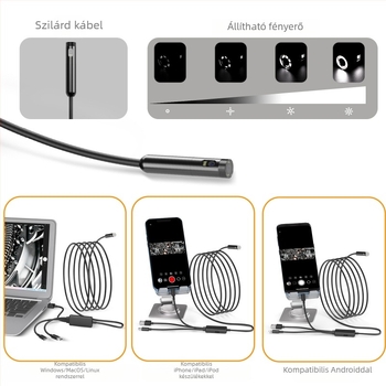 Ipari endoszkóp kettős lencsékkel, három az egyben; NK-5001Pro; IP68 vízálló; szonda átmérője 5.5/8.0 mm; működési hossz 1000/2000/3000/5000 mm; 2.0 MP