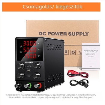 SPS1203 Nagy teljesítményű DC szabályozott tápegység, 120 V, 3 A, 360 W, galvanizálásra és elektrolízisre, állítható magasfeszültség