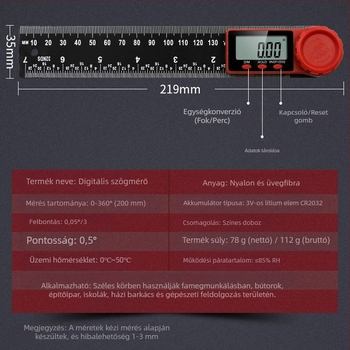 2-in-1 Digital Angle Ruler with Protractor and Vernier Caliper
