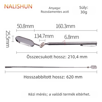 Teleszkópos autóellenőrző tükör univerzálisan összecsukható négyszögletes fejjel – endoszkópos tükör, 70 g