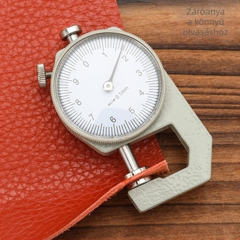 Vastagságmérő 0–20 mm, pointer típusú görbült fejjel, hordozható, papír vastagság mérő