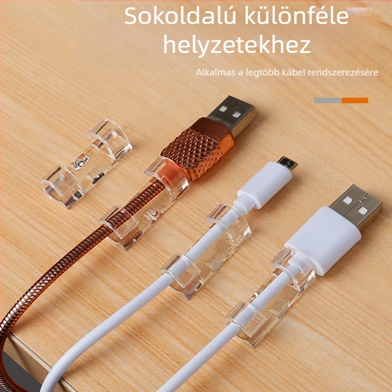 Kábel rendező klip – műanyag, egyszerű dizájn, kábelek kezelésére, alkalmas adat- és hálózati kábelekhez, 20 darabos csomag