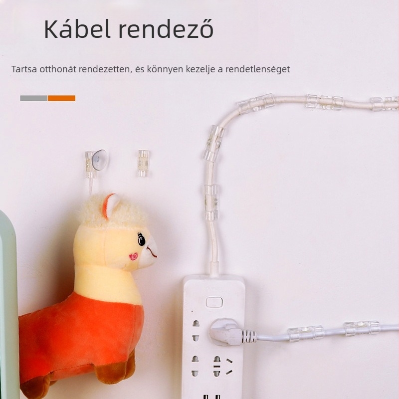 Kábel rendező klip – műanyag, egyszerű dizájn, kábelek kezelésére, alkalmas adat- és hálózati kábelekhez, 20 darabos csomag