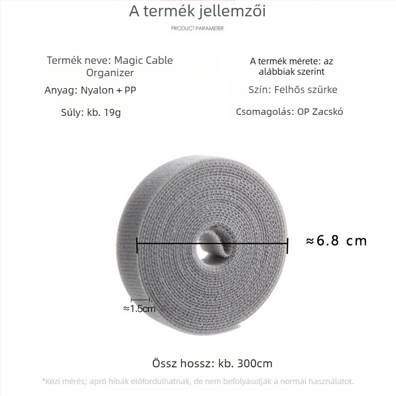 Kábelrendező - önragasztó Velcro heveder nylonból, Seal Márka, ideális töltő- és fülhallgató kábelekhez