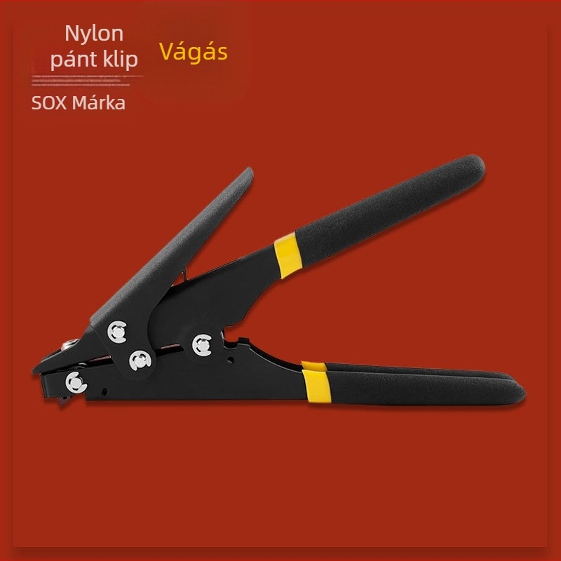 Zip tie pisztoly, kézben tartva, automata megfeszítés, csúszásmentes fém test, SOX, magas széntartalmú acél, súly 0.26