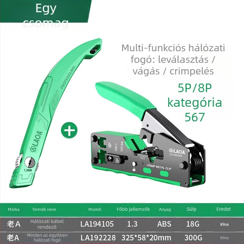 Old a Cat5e/Cat6 kábelrendező hálózati és szerverkábelekhez, Modell LA194105