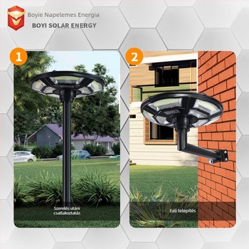Napelemes kültéri LED utcai lámpa a kerthez, IP66, 12–20W, 6V, 6–12 órás világítás