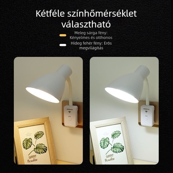LED energiatakarékos fali lámpa hálószobához konnektorral és kapcsolóval, éjjeli fény lámpabúrával