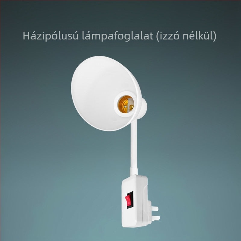 LED energiatakarékos fali lámpa hálószobához konnektorral és kapcsolóval, éjjeli fény lámpabúrával