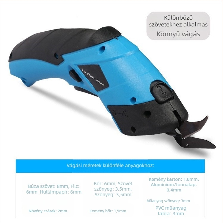 Textil- és bőrkészítéshez készült elektromos olló, újratölthető Li-ion akkumulátorral, 16,8–21V tartományban, Wanyu hardware