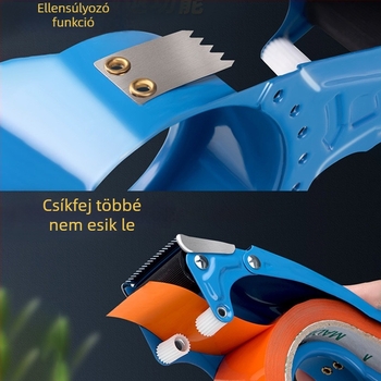 Kézi fém csomagoló szalag záró- és vágóeszköz, szalag szélessége 50 mm, fémes verzió, tengely átmérője 56 mm, nettó tömeg 150 g