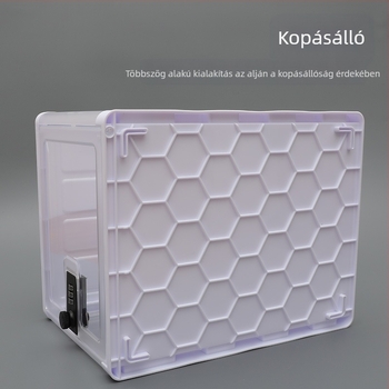 Jelszózáras átlátszó tároló doboz, összecsukható, ABS+PP, 12L, 31×24×20 cm