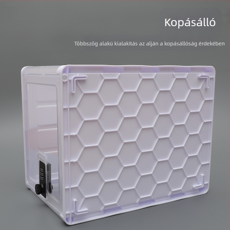 Jelszózáras átlátszó tároló doboz, összecsukható, ABS+PP, 12L, 31×24×20 cm