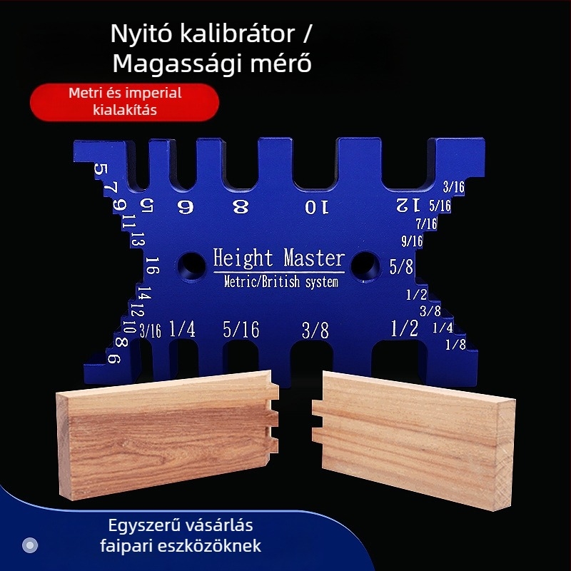 Tenon clamp gauge – magasságmérő eszköz faiparhoz, metrikus és hüvelykes skálákkal, DIY használatra, modell KSK-01