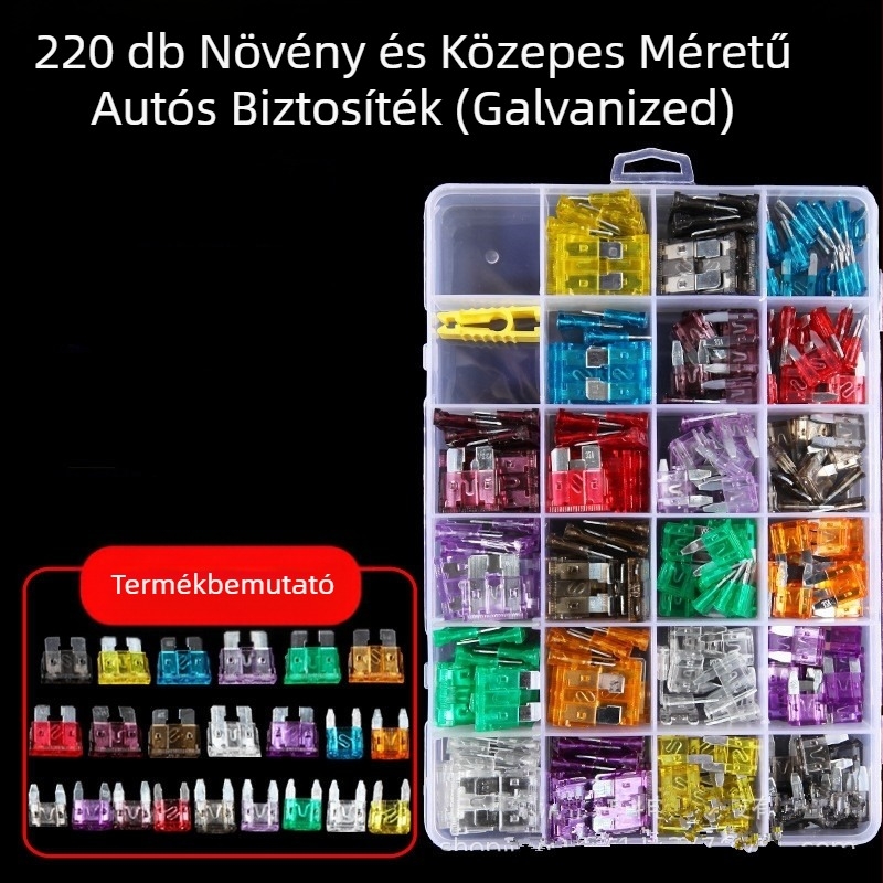 Qian Qi autó biztosíték készlet mini, kicsi és közepes méretű biztosítékokkal autókhoz és cigarettagyújtó áramkörökhöz