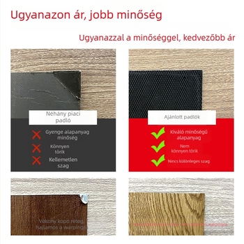 LVT száraz-hátú padló matrica, öntapadó, 2 mm vastagság, fa mintás design, vízálló és csúszásmentes, gyémánt felületi kopásálló réteg