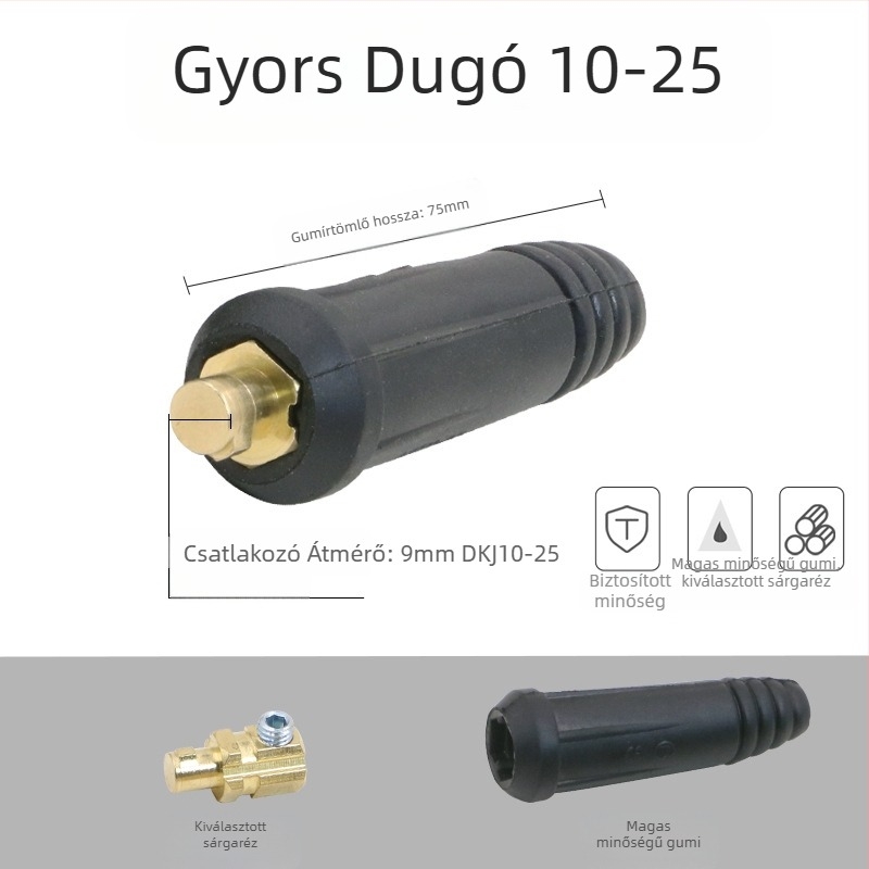 SPARK gyors csatlakozó a hegesztőkábelhez, európai dugóval, tiszta réz DKJ10-25/35-50