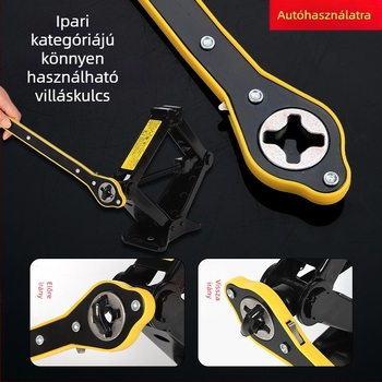 Autóhoz tervezett nyomatékkulcs hosszabbító karral, univerzális racsni, magas széntartalmú acél, elektroforeziós felületkezelés, súly 0,25 kg