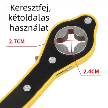 Autóhoz tervezett nyomatékkulcs hosszabbító karral, univerzális racsni, magas széntartalmú acél, elektroforeziós felületkezelés, súly 0,25 kg