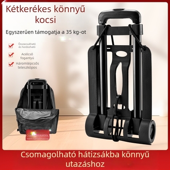 Összecsukható kétkerekű kézikocsi (húzókar, hordozható, 35 kg teherbírás, műanyag kivitel)
