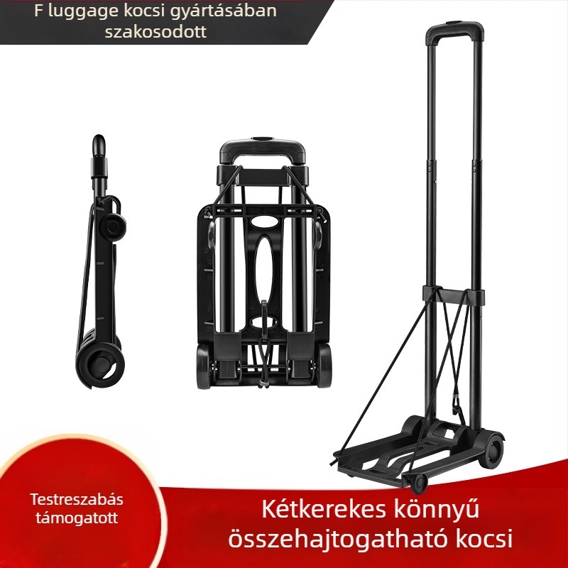 Összecsukható kétkerekű kézikocsi (húzókar, hordozható, 35 kg teherbírás, műanyag kivitel)