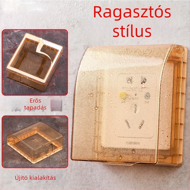 86 típusú vízálló fedél fürdőszobai kapcsoló dobozhoz (ragasztóval rögzíthető, permetezés elleni védelem, megnövelt magasság)