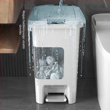 Kuka fedéllel, lábpedállal nyitható, hosszú hengeralakú, műanyag, 10 L