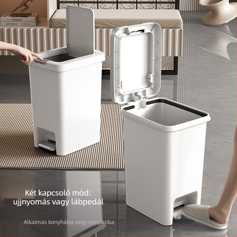 Kuka fedéllel, lábpedállal nyitható, hosszú hengeralakú, műanyag, 10 L