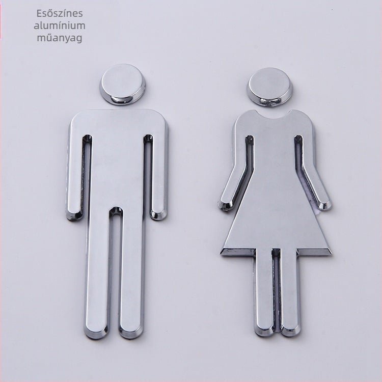 3D mosdó jelzőtábla férfiak és nők számára – ABS műanyag, elektroplakált felület, testre szabható bútorszignálás