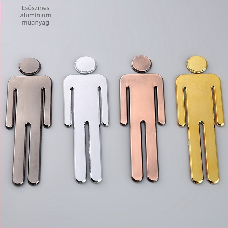 3D mosdó jelzőtábla férfiak és nők számára – ABS műanyag, elektroplakált felület, testre szabható bútorszignálás