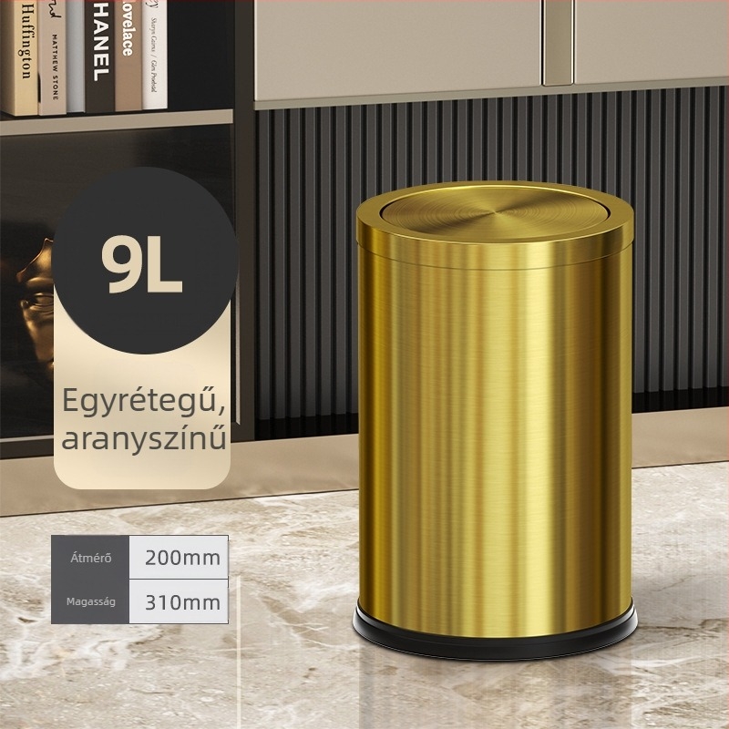 Nemesacél szemetes, 9L, hordó alakú, háztartási használat, Puting márka