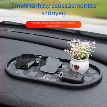 Autó műszerfal- és középkonzol-csúszásmentes védőmatra, PVC, hőálló, mosható, logóval nyomtatva