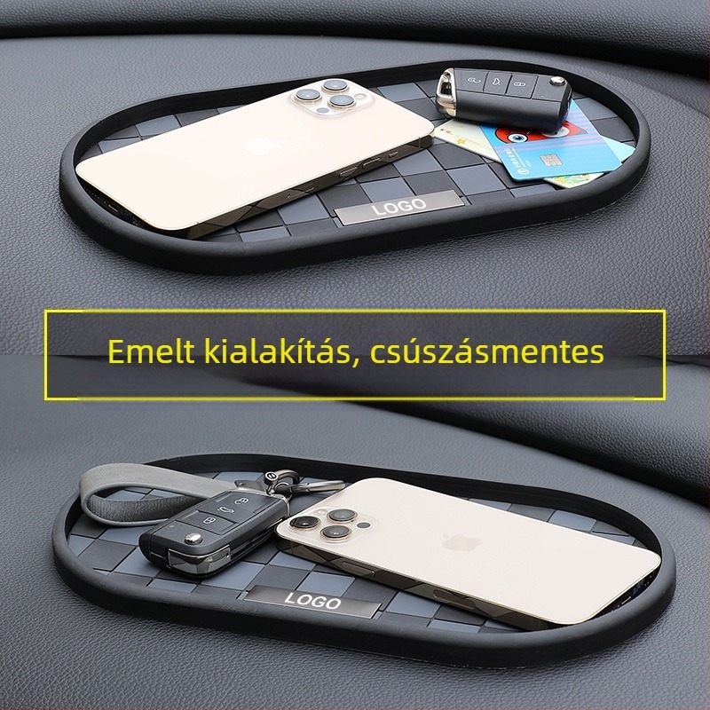 Autó műszerfal- és középkonzol-csúszásmentes védőmatra, PVC, hőálló, mosható, logóval nyomtatva