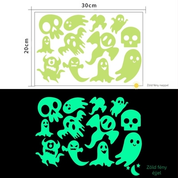 Fénylő Halloween-szellem falikép – fluoreszcens PVC anyagból, nappalira dekoráció, modern minimalista stílus