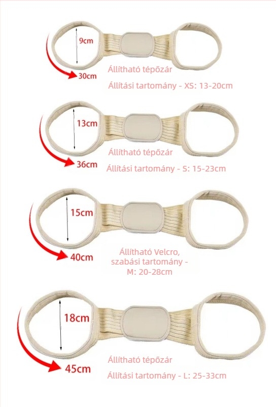 Hát-tartáskorrekciós ortézis állítható támasztékkal, iskolásoknak és felnőtteknek, modell B1