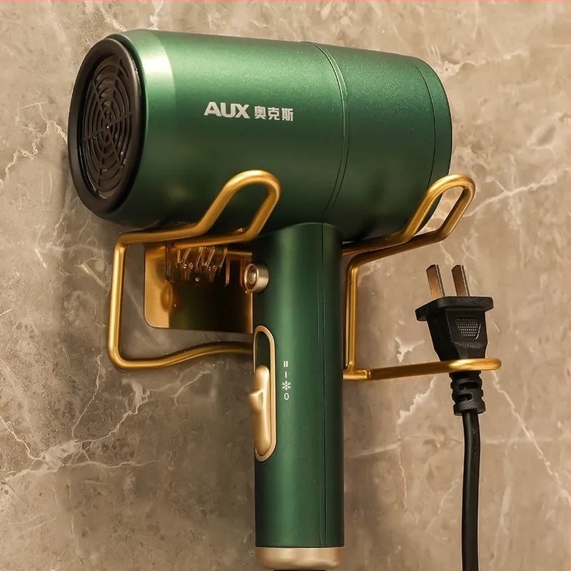 Fürdőszobai hajszárító tároló – falra szerelt, fúrás nélkül, teherbírás 10 kg, spray-festett felület, modell Blowing Rack