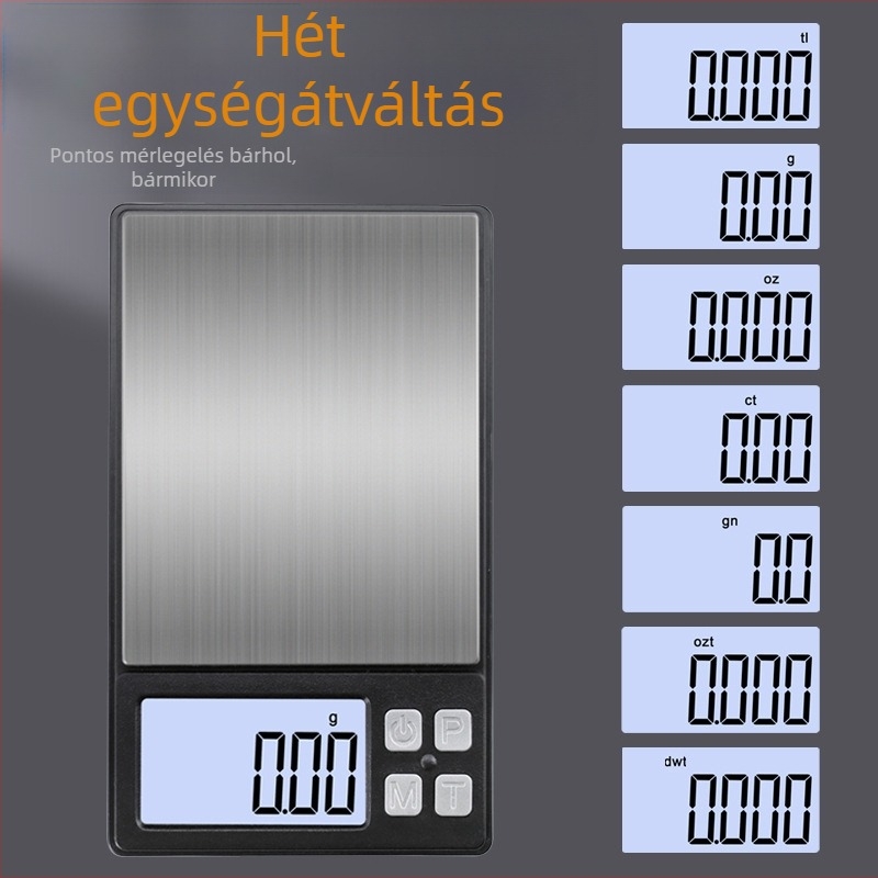 T50 mini digitális ékszer-mérleg, 0,01 g–1000 g, hordozható precíz mérleg