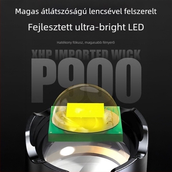 Többfunkciós LED zseblámpa optikai zoommal, kézi nyomásra működő energiaforrás, 10W, hatótáv 100–200 m