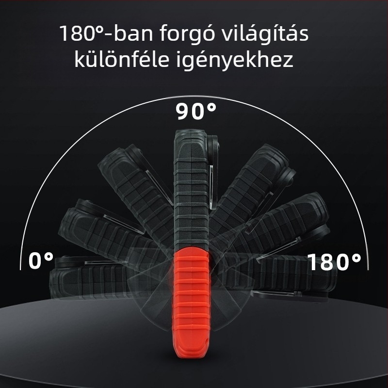 Töltő COB munkalámpa 360° mágneses alapzattal és akasztókampóval jármű karbantartáshoz — 10W, 3.7V, 400 lm, 6500K, modell S680-Z-R