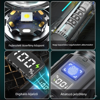 Sumeipu P900 LED kézi elemlámpa hosszú távú zoommal, újratölthető 18650-es akkumulátor, IPX4