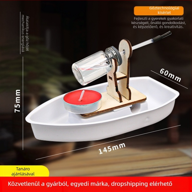 DIY gőzhajó modell – műanyag fizika STEM oktatási játék, kézzel készíthető gyakorló eszköz 7–14 éveseknek