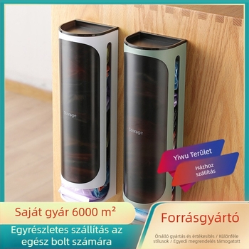 Szemeteszsák tároló doboz, falra szerelhető, kihúzható kialakítással, fedéllel, PP műanyagból, 1 L kapacitás