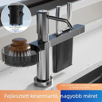 Smart konyhai mosogató szervező szappan adagolóval és kés tartóval — ABS, modell DJZYEQ, 530 g